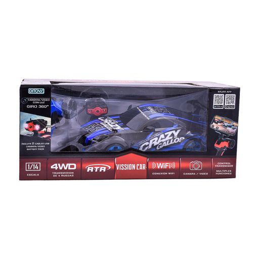 Auto a Radio Control Transmision 4WD Con Camara Vision Azul