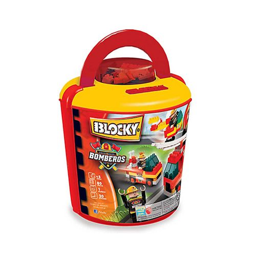 Blocky Bomberos Balde 100 Piezas