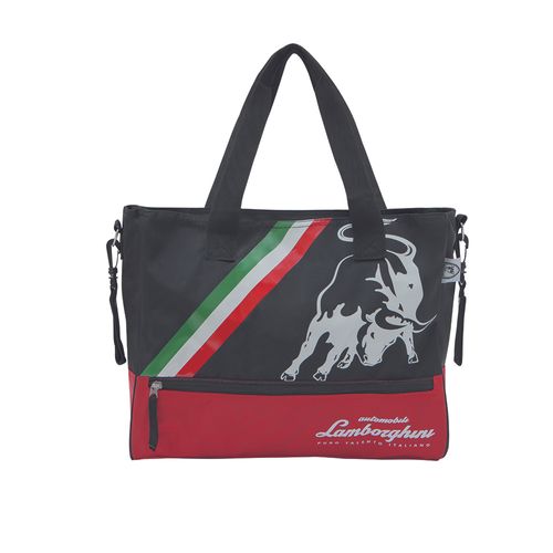 Bolso Maternal Con Cambiador Bolsillos Porta Mamadera Ganchos Para Coche Lamborghini Original Negro/Rojo