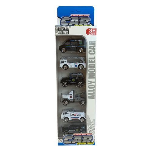 Set De 6 Autos Die Cast Metalicos De Policia
