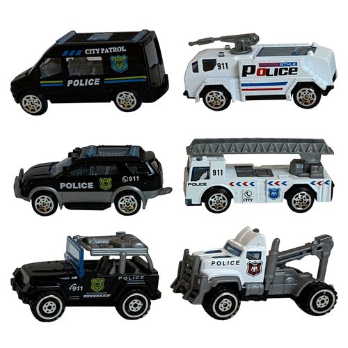 Set De 6 Autos Die Cast Metalicos De Policia