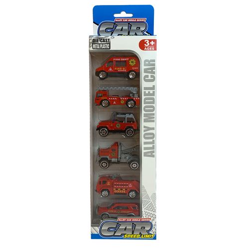 Set De 6 Autos Die Cast Metalicos De Bombero