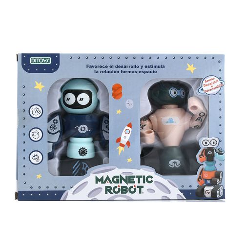Magnetic Robot Cascos Celeste y Verde Articulados Conectables