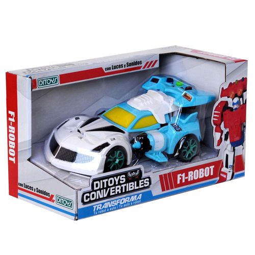 Auto Transformable F1-Robot De Ditoys Con Luz Y Sonido