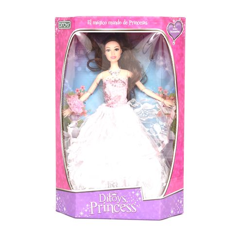 Muñeca Princess Doll Vestido Blanco Morocha
