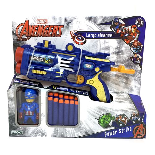 Avengers Pistola Power Strike Con Muñeco De Capitan America