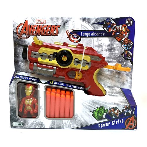 Avengers Pistola Power Strike Con Muñeco De Iron Man