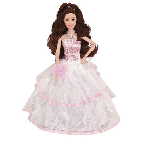Muñeca Princess Doll Vestido Blanco Morocha
