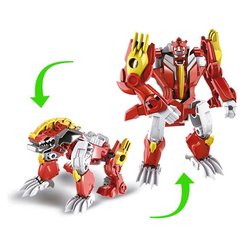 Convetible Beast Fighters Leon Y Robot Rojo Articulado