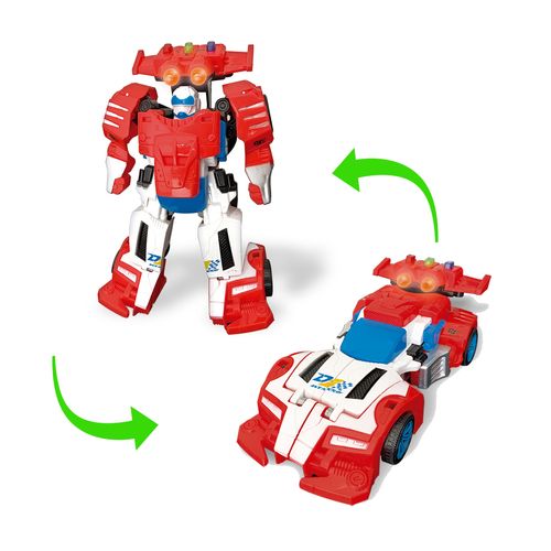 Robot-Auto F1 Convertible Con Luz Y Sonido Reales Rojo/Blanco