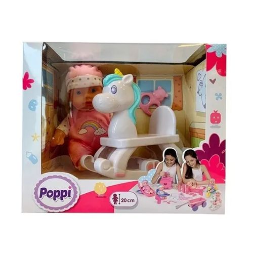 Bebote Poppi Con Caballito Mecedor Blanco 20CM