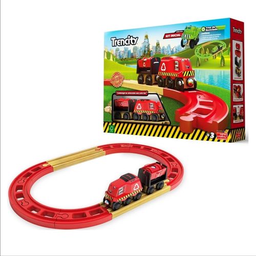 Trencity Kit Inicial Tren Color Rojo Incluye Vías