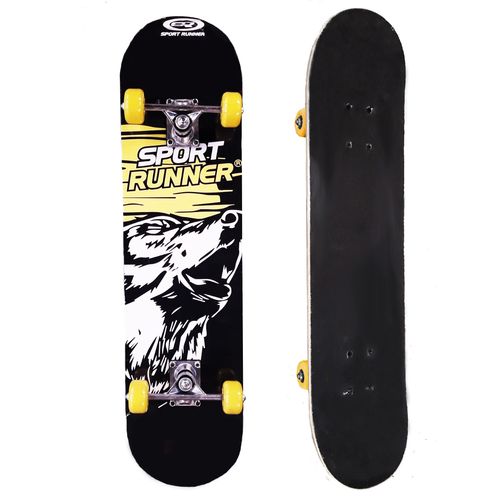 Skate Perro Fondo Blanco Negro Y Amarillo 80 x 20 Cm