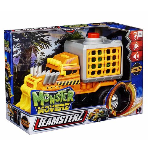 Camion Jaula Monster Moverz Dino Escape Luz Y Sonido Naranja