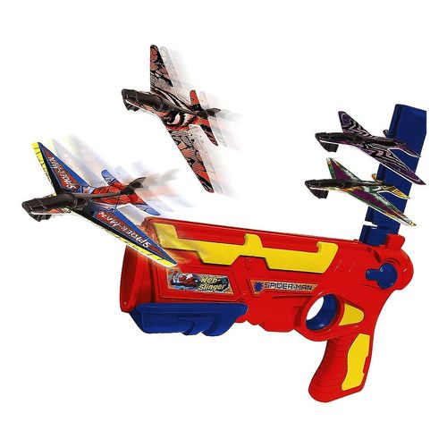 Pistola Lanza Aviones Spiderman Incluye Aviones