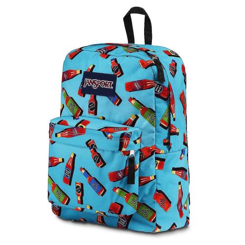 Mochila Jansport 25 Lts Superbreak Botellitas Fondo Celeste