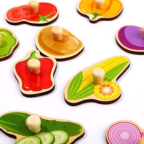 Juego Didáctico Puzzle Para Encastrar Incluye Figuras Vegetales