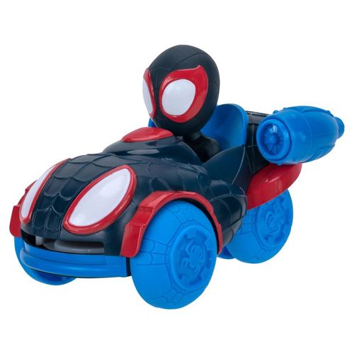 Auto Vehículo Spidey Marvel Original Lanza Tazos Incluye Figura De Miles Morales