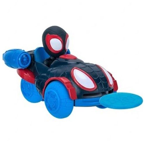 Auto Vehículo Spidey Marvel Original Lanza Tazos Incluye Figura De Miles Morales
