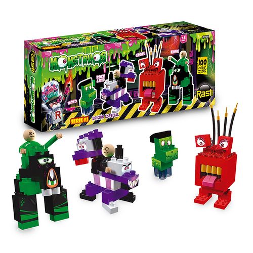 Playset Bloques Para Armar Monstruos Pack x4 100 Pz Original
