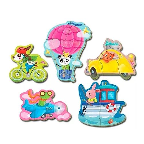 Puzzle Rompecabezas Para Armar Animales Al Volante x5 Blister