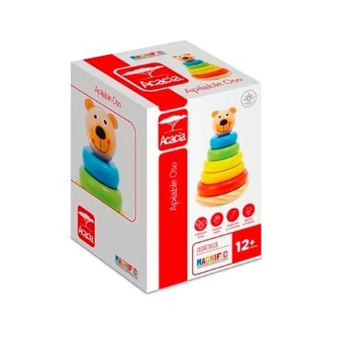 Playset Infantil Bebes Anillos Apilables Oso Madera Original