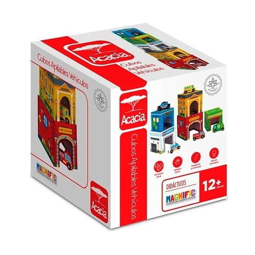 Playset Bloques De Madera Para Niños Apilables Vehiculos
