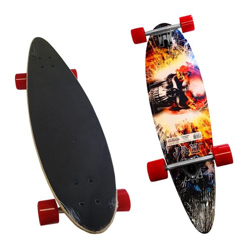 Patineta Skate Longboard Completo Calavera Con Fuego