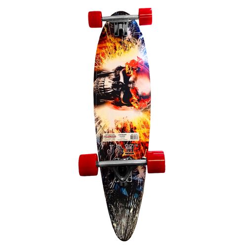 Patineta Skate Longboard Completo Calavera Con Fuego
