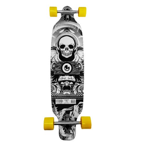 Patineta Skate Longboard Completo Calavera Ruedas Amarillas