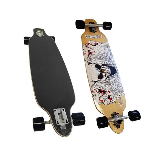 Patineta Skate Longboard Completo Calavera Ruedas Negras
