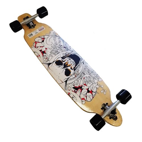 Patineta Skate Longboard Completo Calavera Ruedas Negras