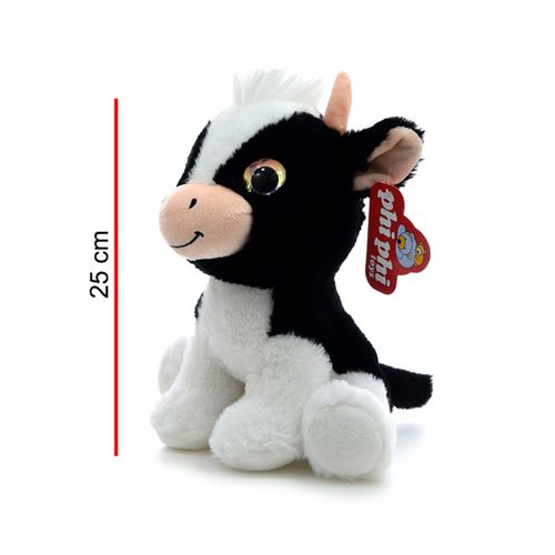 Peluche Animales Sentados Ojos Brillosos Vaca 25 cm