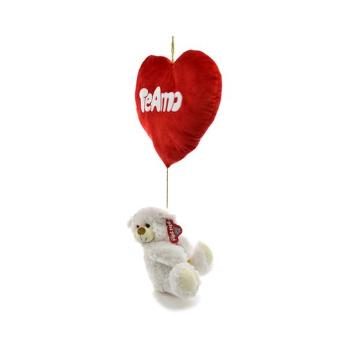 Peluche Corazón Grande Con Oso Colgante Blanco