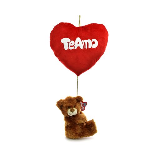 Peluche Corazon Grande Con Oso Colgante Marron
