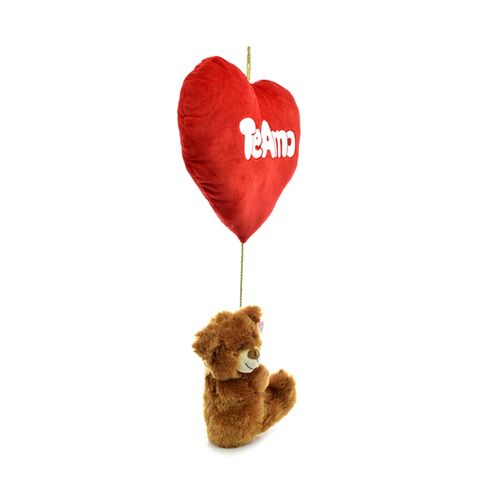Peluche Corazon Grande Con Oso Colgante Marron