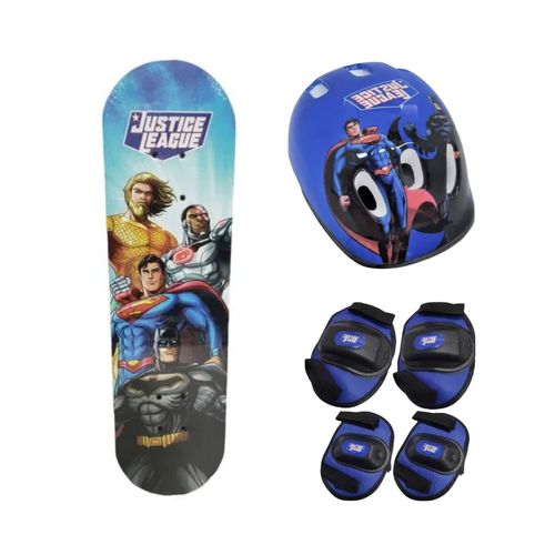 Patineta Set Skate Liga De La Justicia Con Proteccion Y Bolso
