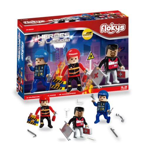 Set Flokys Heroes De La Ciudad 3 Figuras Con Accesorios