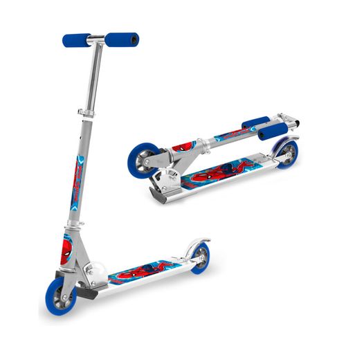 Monopatin Aluminio Plegable 2 Ruedas Spiderman Ruedas Azul