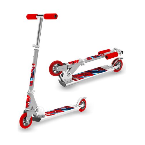 Monopatin Aluminio Plegable 2 Ruedas Spiderman Ruedas Rojo