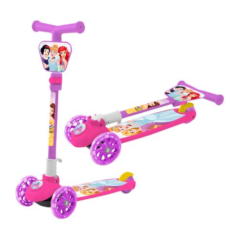Monopatin Plegable 3 Ruedas Con Luz Princesas Disney Rapunzel Y Cenicienta
