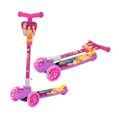 Monopatin Plegable 3 Ruedas Con Luz Princesas Disney Bella Y Jazmin