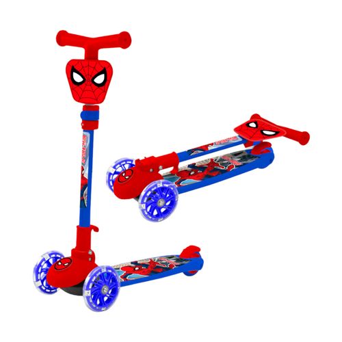 Monopatin Plegable 3 Ruedas Con Luz Spiderman Marvel Ruedas Azul