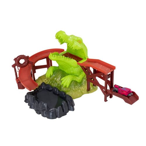 Pista De Autos Croc Bite Codrilo Con Vehiculo Cambia De Color Teamsterz