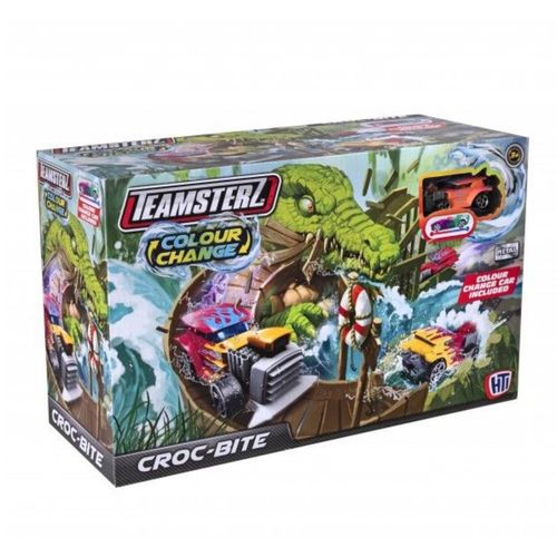 Pista De Autos Croc Bite Codrilo Con Vehiculo Cambia De Color Teamsterz