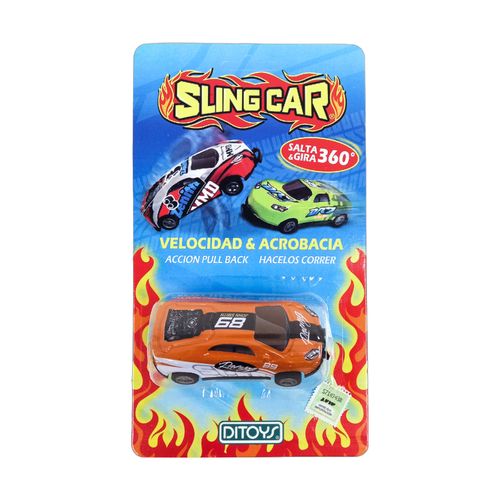 Auto De Carrera Coleccionable Sling Car Naranja Y Blanco 89 Ditoys