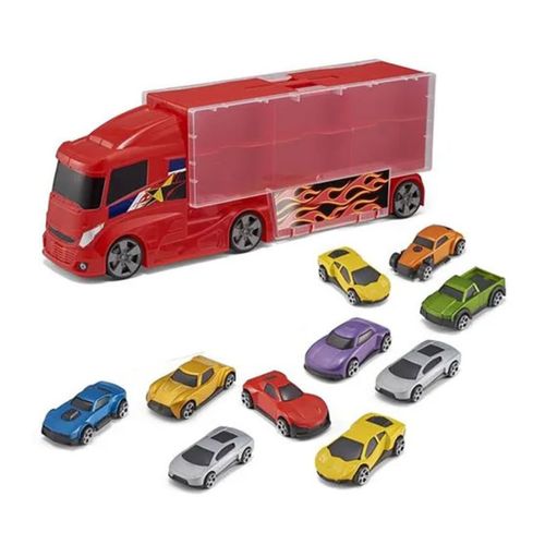 Camion Guarda Autos Con 4 Vehiculos Teamsterz