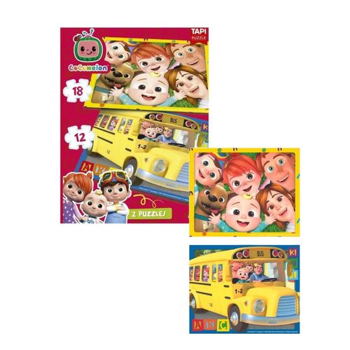 Set Rompecabezas Cocomelon Pack x2 Puzzle 12 Y 18 Piezas 16x20 Cm