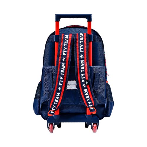 Mochila Tornasolada Carro 18" Con Luz Led Play Roja Footy