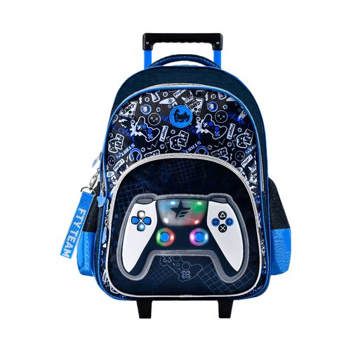 Mochila Carro 18" Con Luz Led Jostick Azul Footy